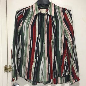 ARTELIER SILK STRIPE BLOUSES SIZE L